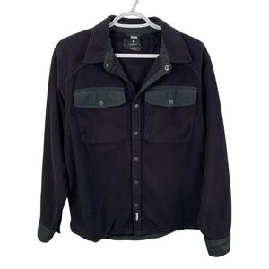 Teton Men's M Black Fleece Snap Front Shacket Shirt Jacket Polartec Hiking Ski